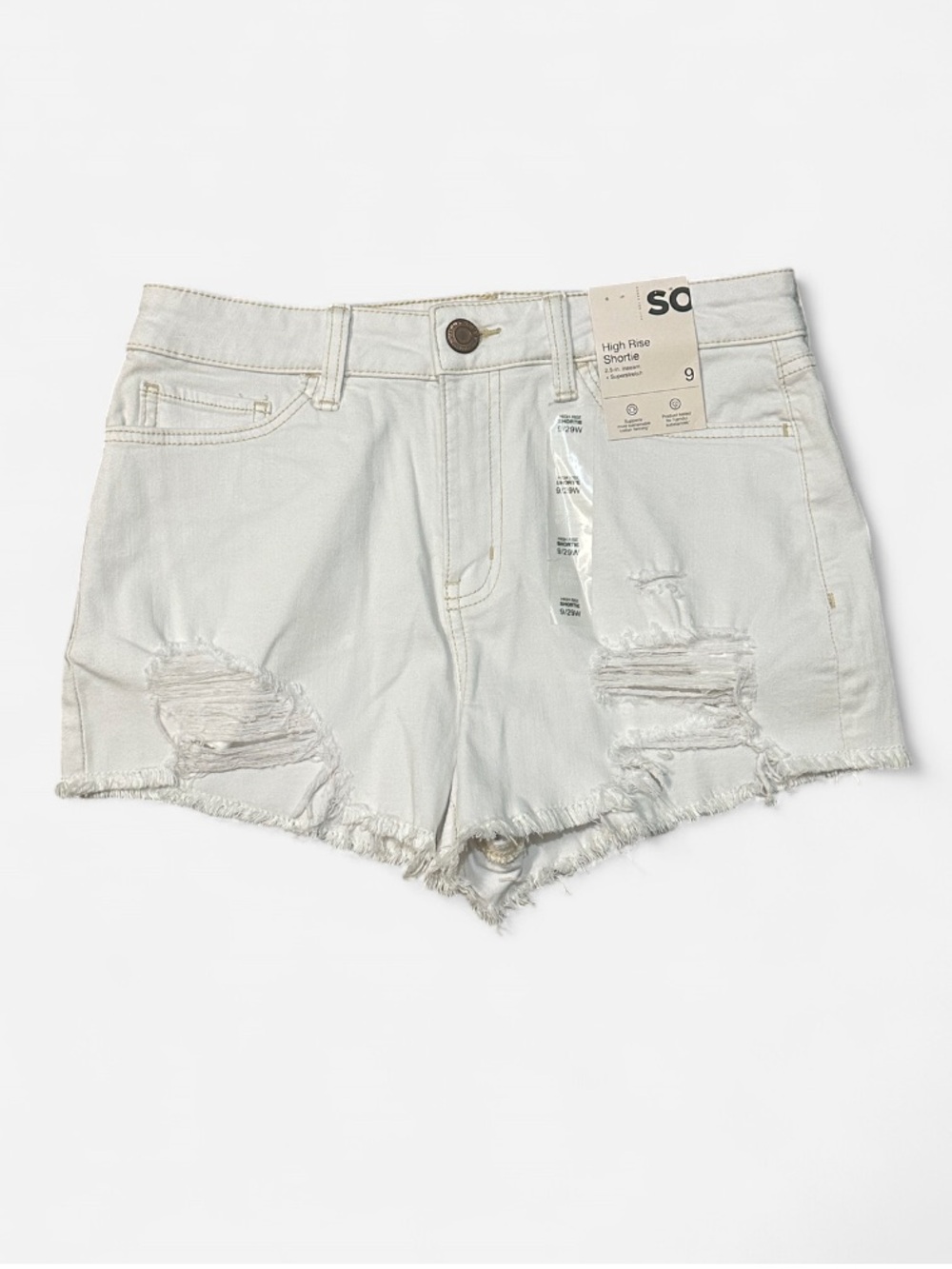 Kohl's White High-Rise Distressed Denim Shorts 9/29W